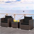 Costway 3-piece Contemporary Rattan Patio Furniture Set with Cushions in Black