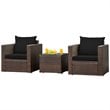 Costway 3-piece Contemporary Rattan Patio Furniture Set with Cushions in Black