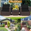 Costway 3-piece Contemporary Rattan Patio Furniture Set with Cushions in Black
