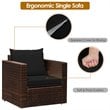 Costway 3-piece Contemporary Rattan Patio Furniture Set with Cushions in Black