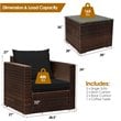 Costway 3-piece Contemporary Rattan Patio Furniture Set with Cushions in Black