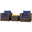 Costway 3-piece Contemporary Rattan Patio Furniture Set with Cushions in Navy