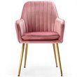 Costway Velvet Mid-Back Leisure Armchair with Gold Leg in Pink (Set of 2)