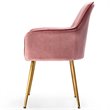 Costway Velvet Mid-Back Leisure Armchair with Gold Leg in Pink (Set of 2)