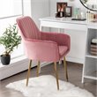 Costway Velvet Mid-Back Leisure Armchair with Gold Leg in Pink (Set of 2)