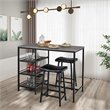 Costway 3-piece Counter Height Dining Bar Table Set with 2 Stools in Gray