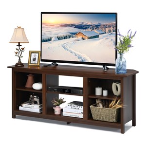 Costway 2-tier TV Stand Entertainment Center for TV's up to 65&quot in Coffee