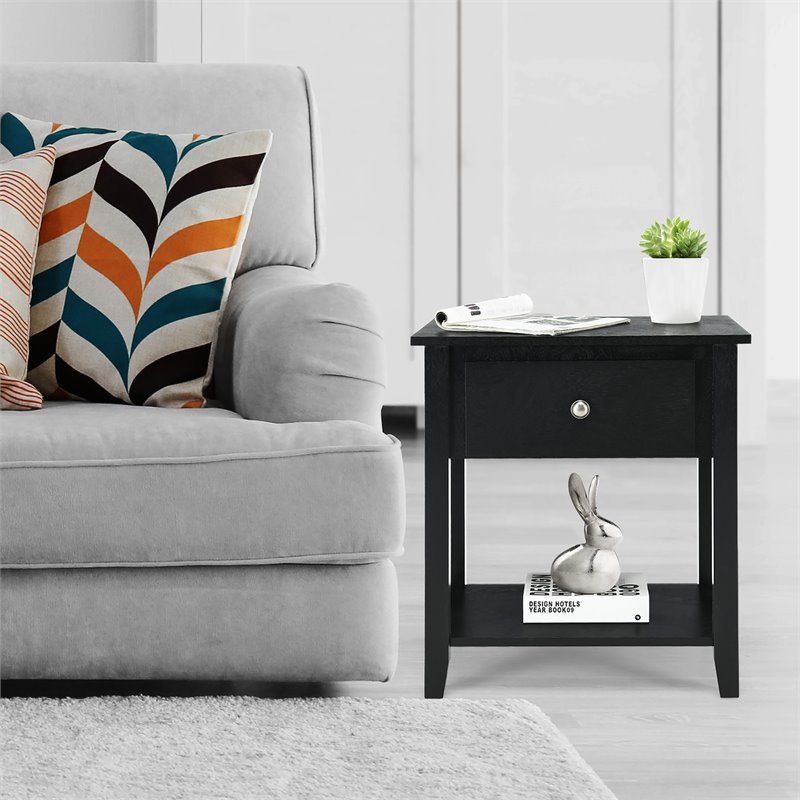 Costway Nightstand/Bedside Table/Sofa Table/End Table/Accent Table Black