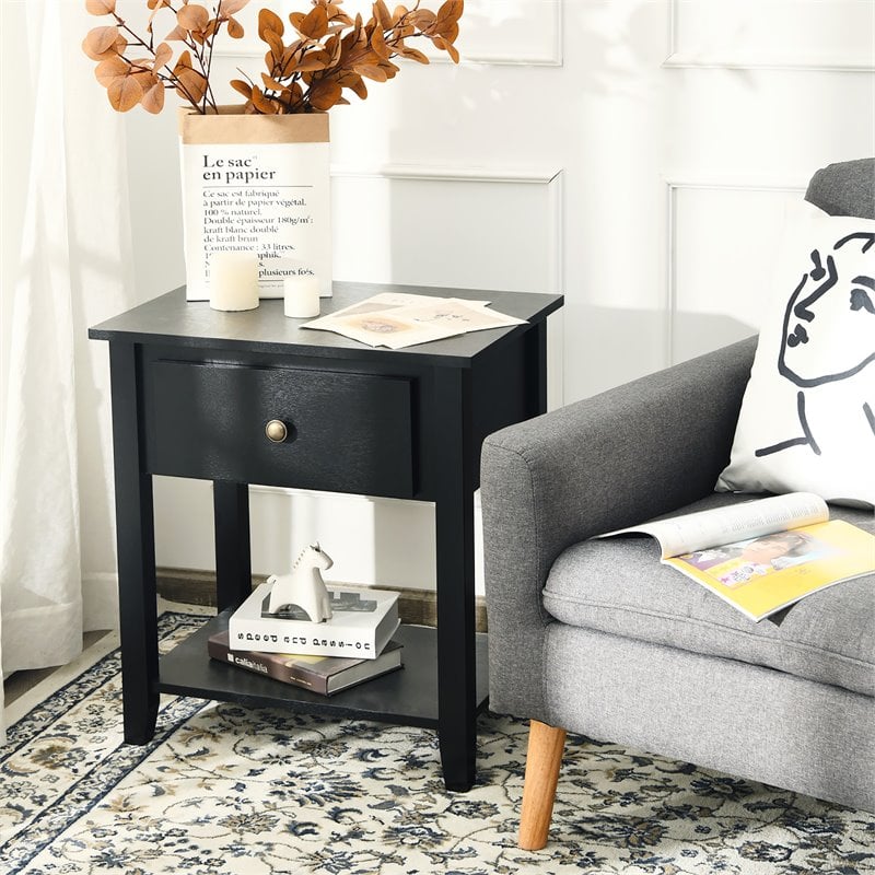 Costway Nightstand/Bedside Table/Sofa Table/End Table/Accent Table Black