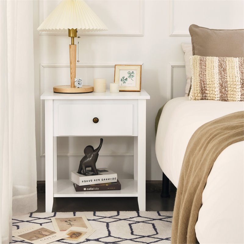 Costway Nightstand/Bedside Table/Sofa Table/End Table/Accent Table White
