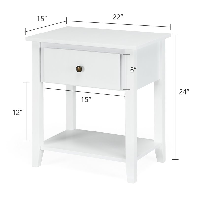 Costway Nightstand/Bedside Table/Sofa Table/End Table/Accent Table White