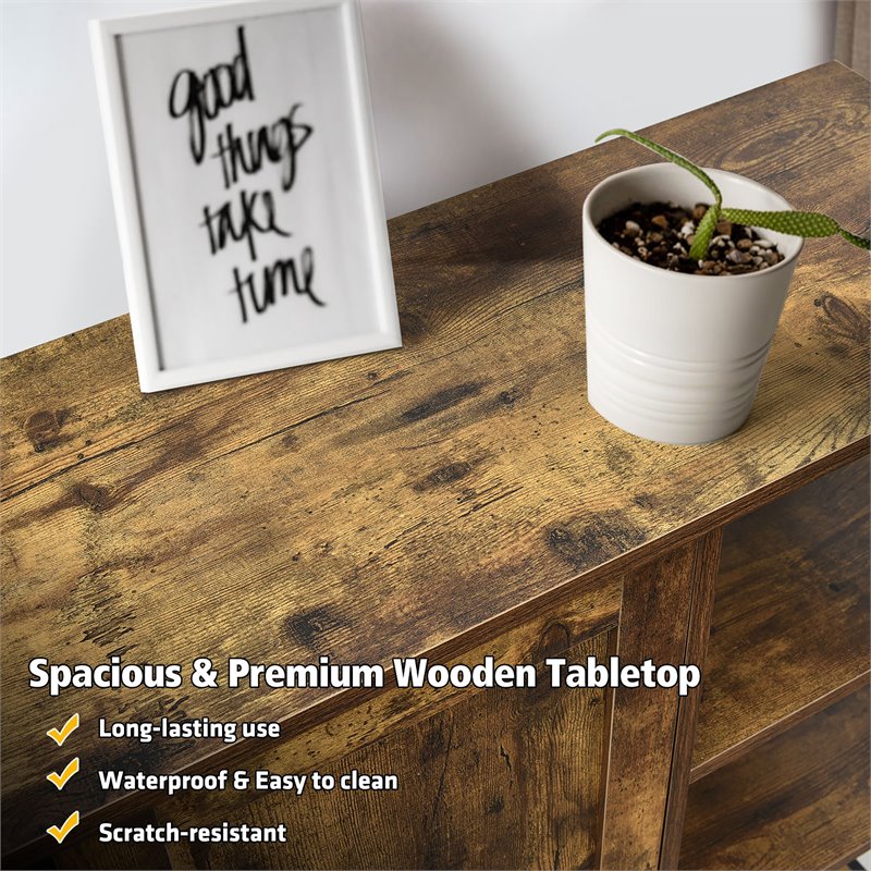 Costway Storage Cabinet Multipurpose Freestanding Cupboard in Rustic Brown/Black