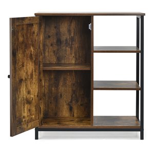 Costway Storage Cabinet Multipurpose Freestanding Cupboard in Rustic Brown/Black