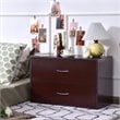 Costway 2-Drawer End Table Nightstand Dresser Organizer with Handle in Brown
