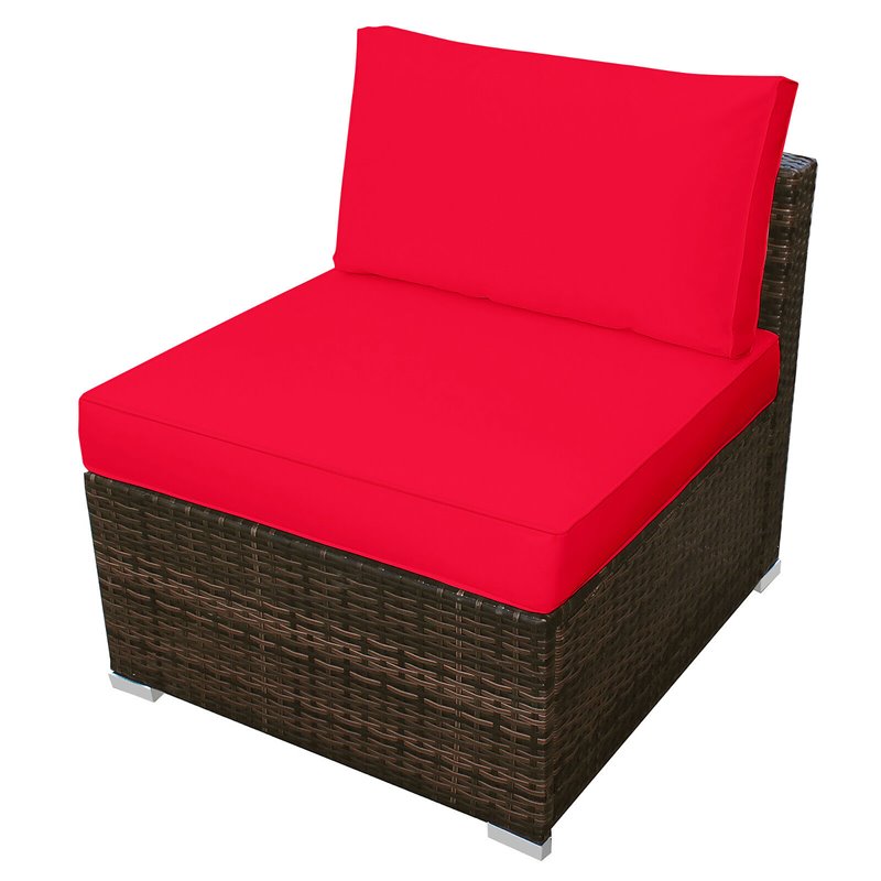Costway 5-piece Contemporary Rattan Patio Wicker Furniture Set in Red