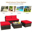 Costway 5-piece Contemporary Rattan Patio Wicker Furniture Set in Red