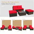 Costway 5-piece Contemporary Rattan Patio Wicker Furniture Set in Red