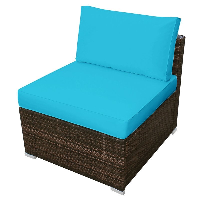 Costway 5-piece Contemporary Rattan Patio Wicker Furniture Set in Turquoise