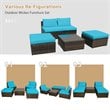 Costway 5-piece Contemporary Rattan Patio Wicker Furniture Set in Turquoise