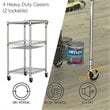 Costway 3-tier Steel and Rubber Utility Cart with Handle Bar Storage in Silver
