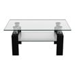 Costway Rectangle Glass Coffee Table with Metal Legs for Livingroom in Black