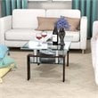 Costway Rectangle Glass Coffee Table with Metal Legs for Livingroom in Coffee