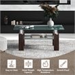 Costway Rectangle Glass Coffee Table with Metal Legs for Livingroom in Coffee