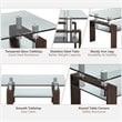 Costway Rectangle Glass Coffee Table with Metal Legs for Livingroom in Coffee