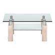 Costway Rectangle Glass Coffee Table with Metal Legs for Livingroom in Natural