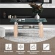 Costway Rectangle Glass Coffee Table with Metal Legs for Livingroom in Natural