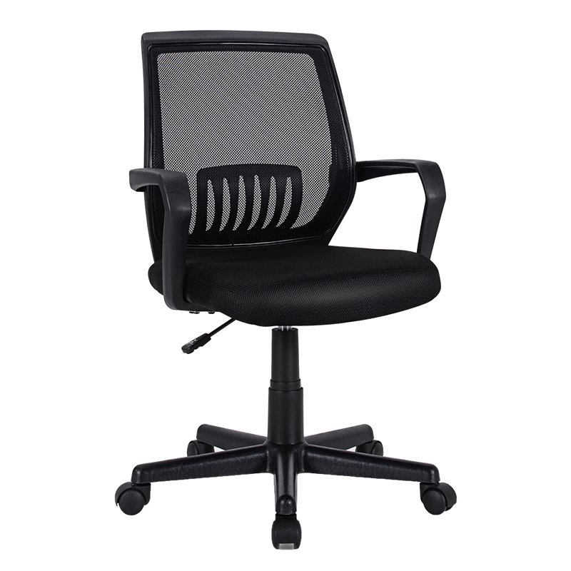 Costway Nylon Adjustable Mid-Back Mesh Office Chair with Lumbar Support in Black