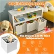 Costway 3-drawer Wood Kid Toy Storage Cabinet Chest with Wheels in White