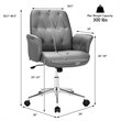 Costway PU Leather Adjustable Swivel Office Leisure Chair with Armrest in Gray