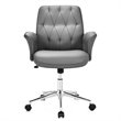 Costway PU Leather Adjustable Swivel Office Leisure Chair with Armrest in Gray