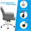 Costway PU Leather Adjustable Swivel Office Leisure Chair with Armrest in Gray