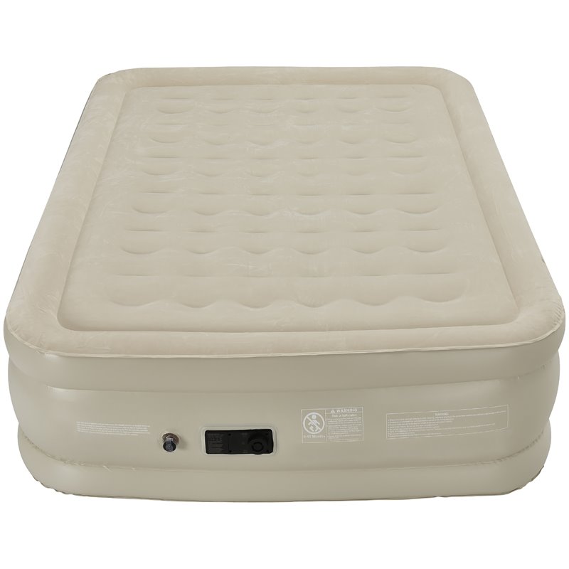 Costway Queen Air Bed Built-In Pump Portable Bag Camping in Beige