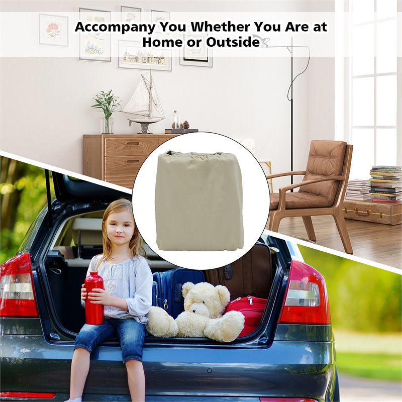 Costway Queen Air Bed Built-In Pump Portable Bag Camping in Beige