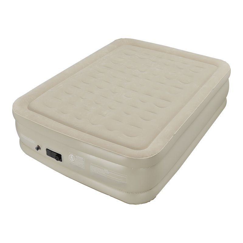 Costway Queen Air Bed Built-In Pump Portable Bag Camping in Beige