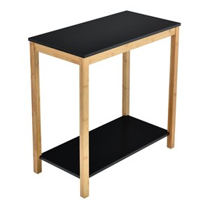 Costway 2-Tier Bamboo Side Sofa End Console Table with Storage Shelf in Natural