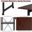 Costway Wood Rolling Folding Computer Desk with Storage Shelves in Brown