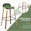 Costway PP and Iron Counter Height Bar Stools with Footrest in Green (Set of 2)