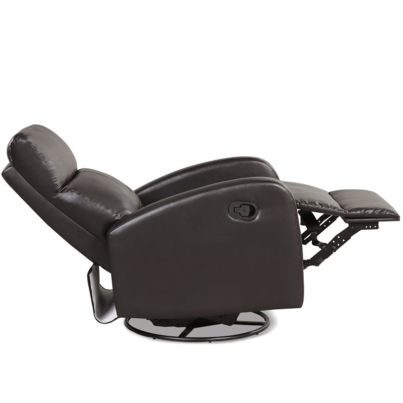 Costway Swivel Rocker Manual Single Sofa Lounger Recliner Chair in Brown