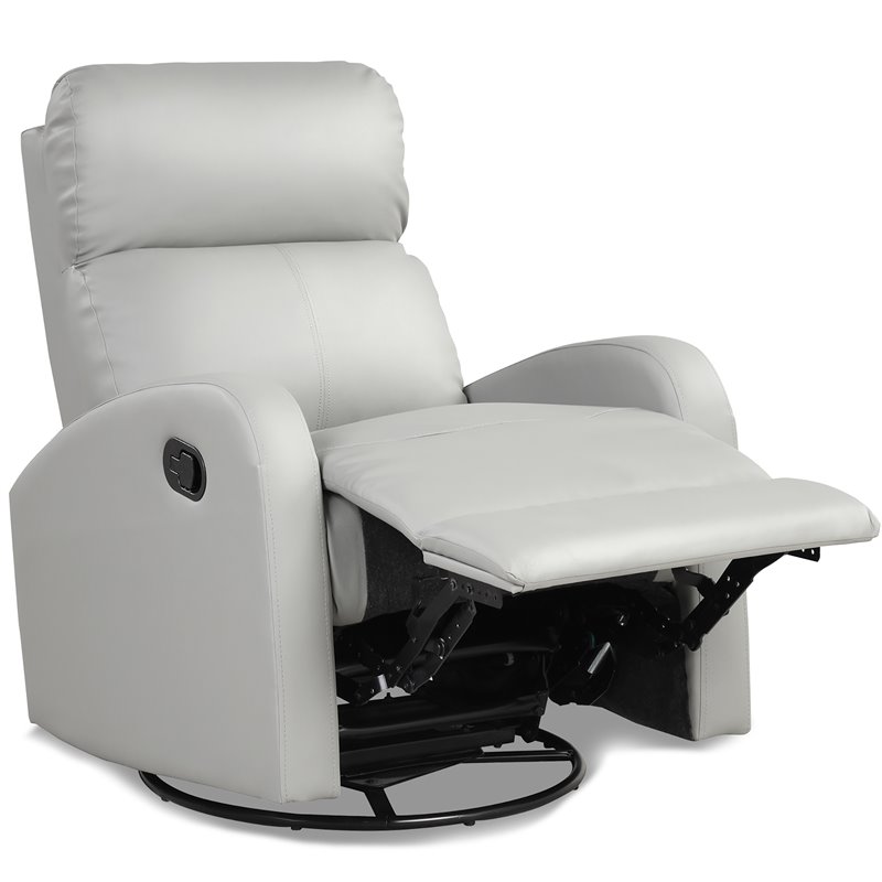 Costway Swivel Rocker Manual Single Sofa Lounger Recliner Chair in Gray