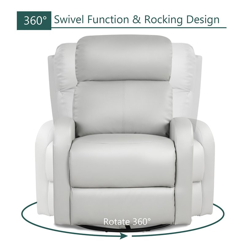 Costway Swivel Rocker Manual Single Sofa Lounger Recliner Chair in Gray