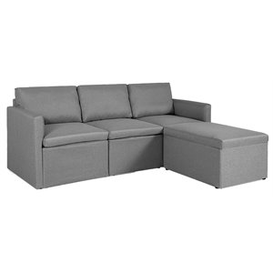 costway convertible sectional sofa l shape couch/reversible chaise in dark gray