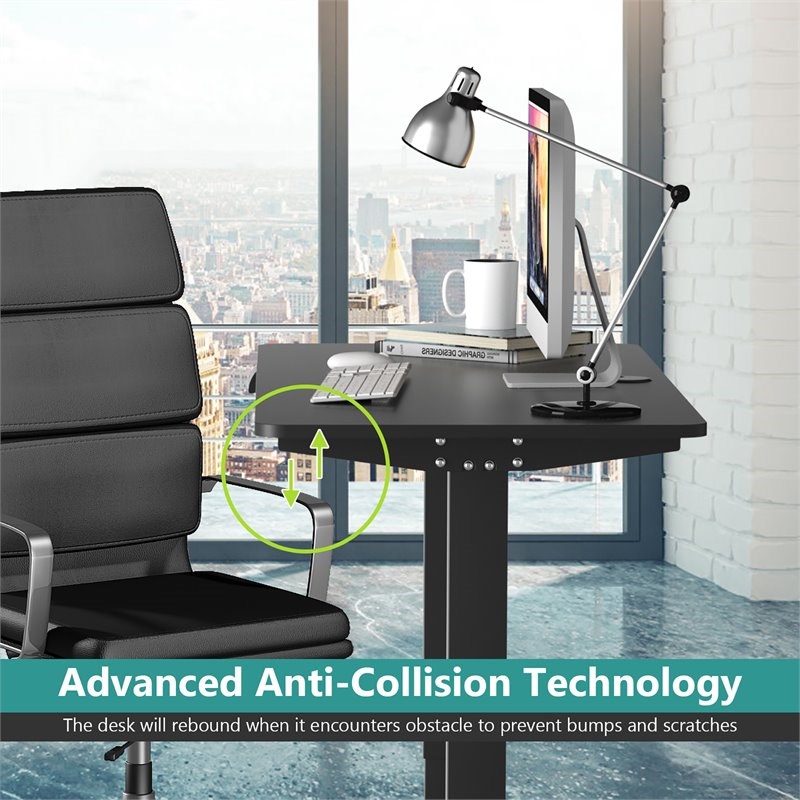 Costway Electric Adjustable Workstation Standing Desk with Control in Black