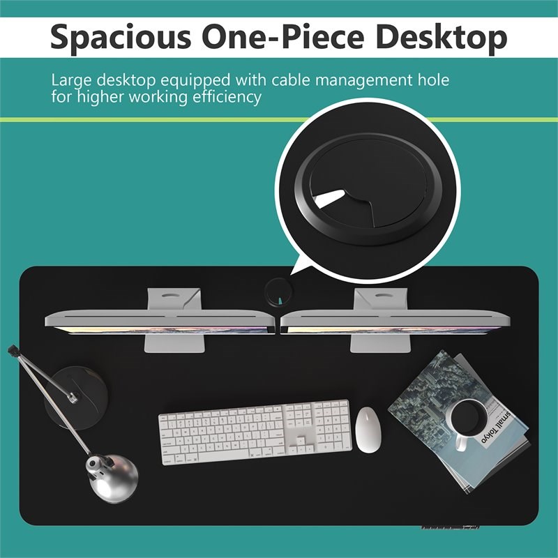 Costway Electric Adjustable Workstation Standing Desk with Control in Black