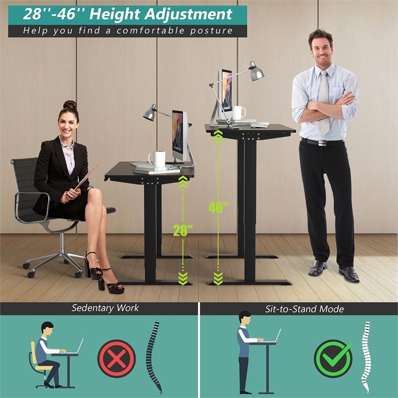 Costway Electric Adjustable Workstation Standing Desk with Control in Black