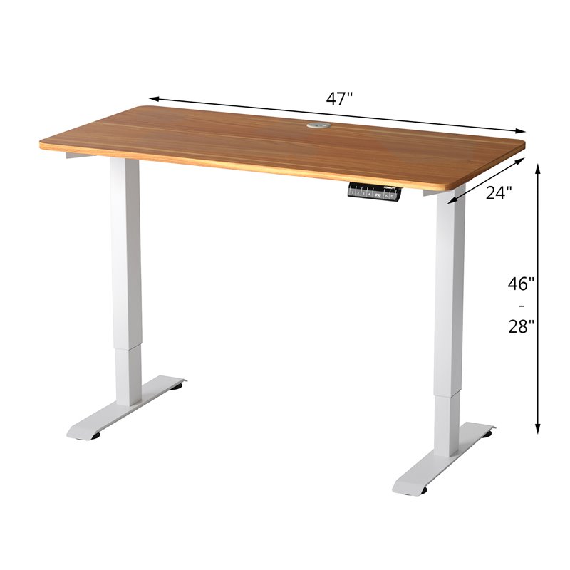 Costway Electric Adjustable Workstation Standing Desk with Control in Maple