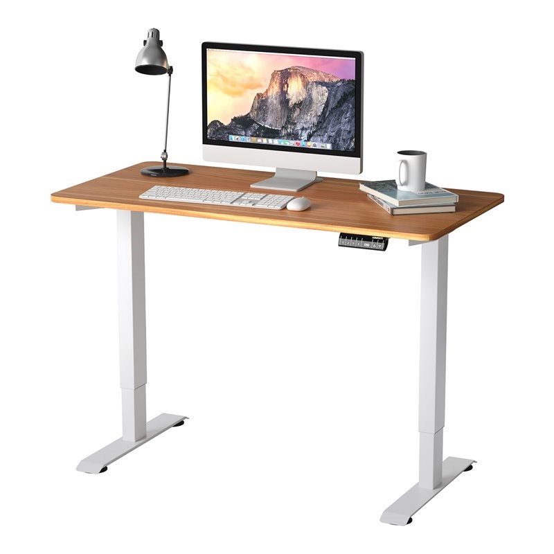 Costway Electric Adjustable Workstation Standing Desk with Control in Maple